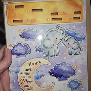 Purple Cloud & Elephant Sticker Set — 'Nana I Love You to the Moon and Back'